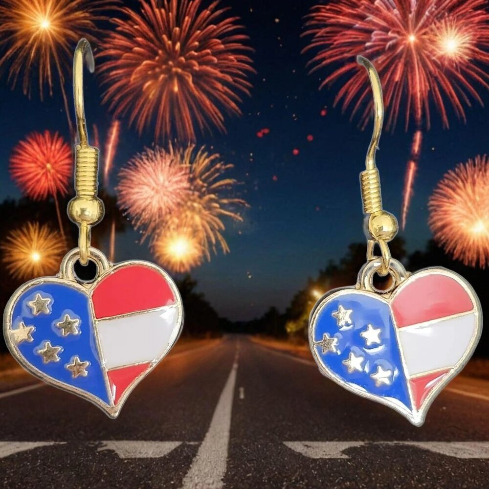 Heart Flag Dangle Earrings